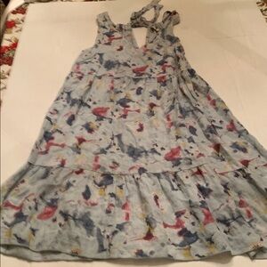 Bellambra Italian made 100 % linen sleeveless NWT v neck ruffled hem dress sz S